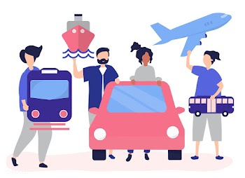 People holding different transportation icons | Free stock vector - 478870