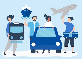 People holding different transportation icons | Free stock vector - 479455