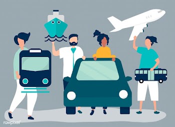 People holding different transportation icons | Free stock vector - 479461