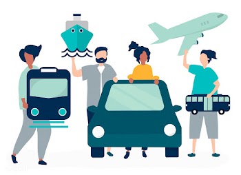 People holding different transportation icons | Free stock vector - 479469