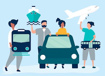 People holding different transportation icons | Free stock vector - 479512