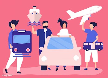 People holding different transportation icons | Free stock vector - 480465