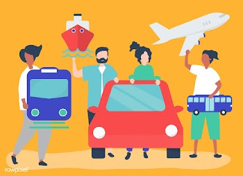 People holding different transportation icons | Free stock vector - 480517