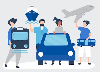 People holding different transportation icons | Free stock vector - 480533