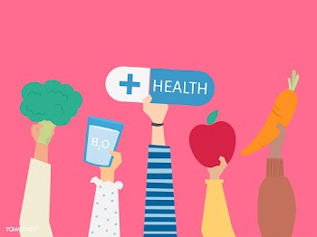 People holding health symbols illustration | Free stock vector - 437571