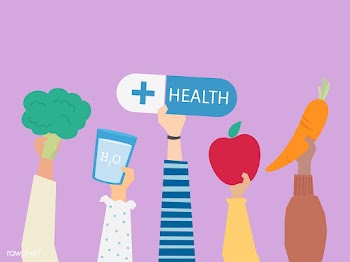 People holding health symbols illustration | Free stock vector - 437576