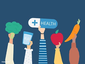 People holding health symbols illustration | Free stock vector - 437578
