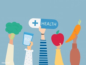 People holding health symbols illustration | Free stock vector - 437580