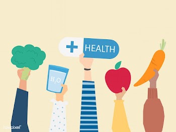 People holding health symbols illustration | Free stock vector - 437583