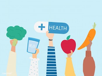 People holding health symbols illustration | Free stock vector - 437584