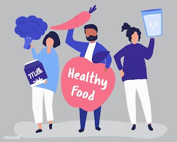 People holding healthy food icons | Free stock vector - 479548