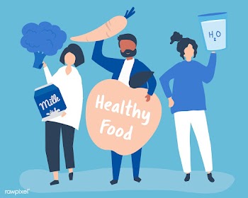 People holding healthy food icons | Free stock vector - 479553