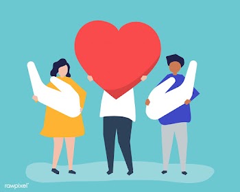 People holding heart and hand icons | Free stock vector - 478968