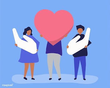 People holding heart and hand icons | Free stock vector - 478992