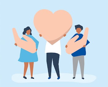 People holding heart and hand icons | Free stock vector - 479509