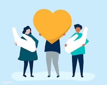 People holding heart and hand icons | Free stock vector - 479514