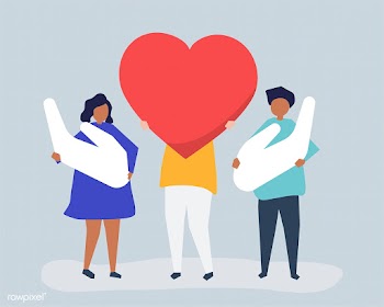 People holding heart and hand icons | Free stock vector - 479520