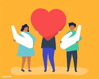 People holding heart and hand icons | Free stock vector - 480477