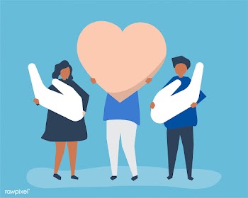 People holding heart and hand icons | Free stock vector - 480486