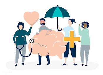 People holding icons related to mental health | Free stock vector - 534606