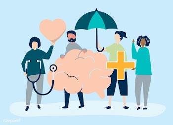 People holding icons related to mental health | Free stock vector - 534654