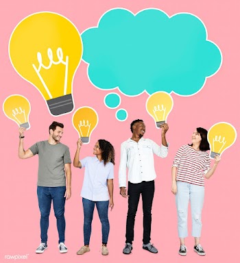 People holding light bulb icons | Free stock psd mockup - 458048
