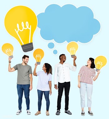People holding light bulb icons | Free stock psd mockup - 458068
