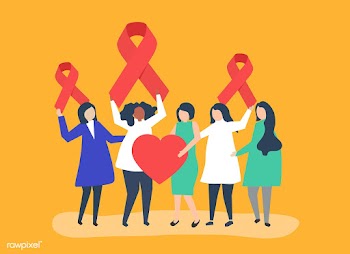 People holding pink ribbons in support of HIV.. | Free stock vector - 479931