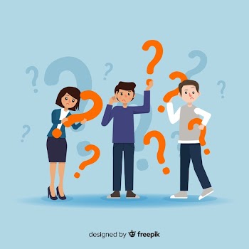 People holding question marks background Free Vector