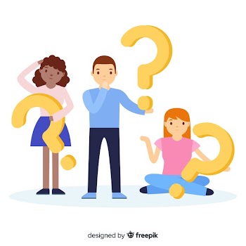 People holding question marks background Free Vector