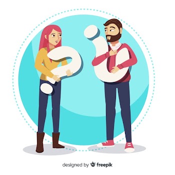People holding question marks Free Vector