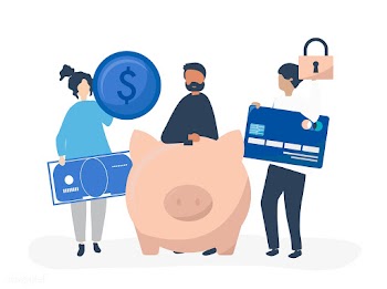 People holding savings and security icons ill.. | Free stock vector - 455072