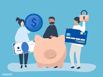 People holding savings and security icons ill.. | Free stock vector - 455095