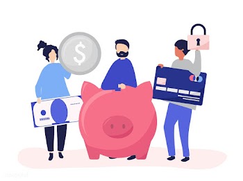 People holding savings and security icons ill.. | Free stock vector - 455103