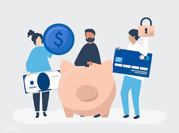 People holding savings and security icons ill.. | Free stock vector - 455112