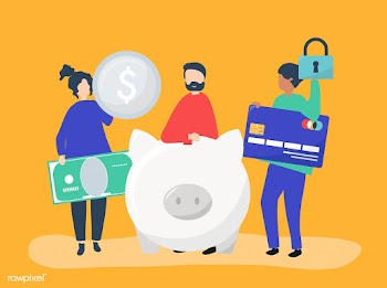 People holding savings and security icons ill.. | Free stock vector - 455129