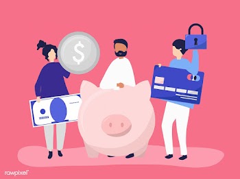 People holding savings and security icons ill.. | Free stock vector - 455143