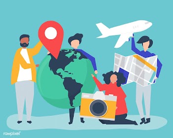 People holding travel related icons | Free stock vector - 479534