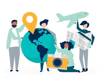 People holding travel related icons | Free stock vector - 480613