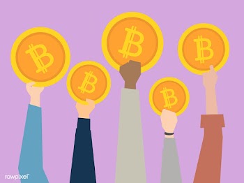 People holding up cryptocurrency illustration | Free stock vector - 437605