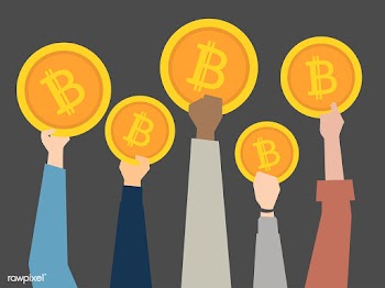 People holding up cryptocurrency illustration | Free stock vector - 437607