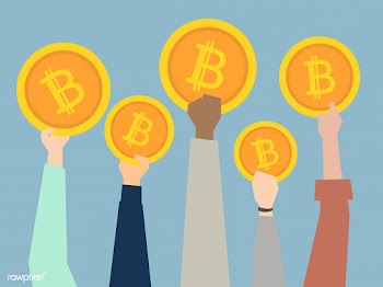 People holding up cryptocurrency illustration | Free stock vector - 437608