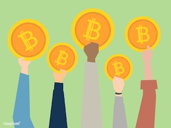 People holding up cryptocurrency illustration | Free stock vector - 437609