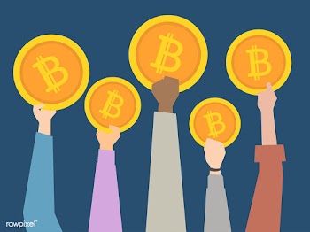 People holding up cryptocurrency illustration | Free stock vector - 437611
