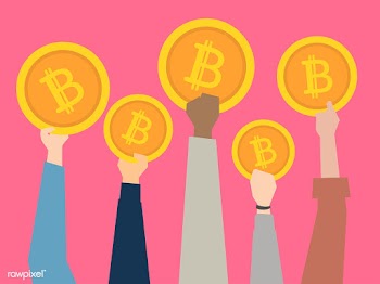 People holding up cryptocurrency illustration | Free stock vector - 437612