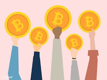 People holding up cryptocurrency illustration | Free stock vector - 437613
