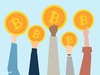 People holding up cryptocurrency illustration | Free stock vector - 437615