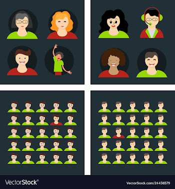 People icon set in trendy flat style isolated on vector image