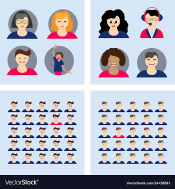 People icon set in trendy flat style isolated on vector image