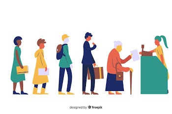 People in line waiting to pay Free Vector